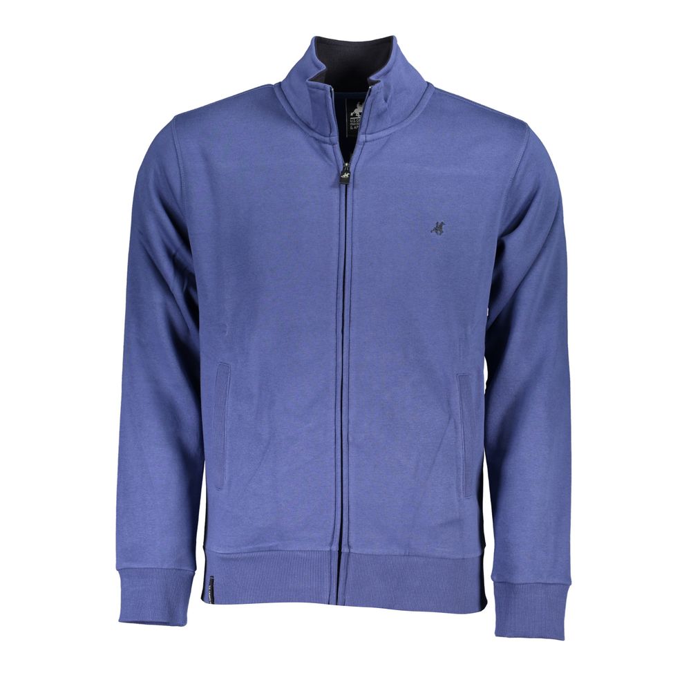 Klassisches blaues Sweatshirt mit Reißverschluss und Stickerei