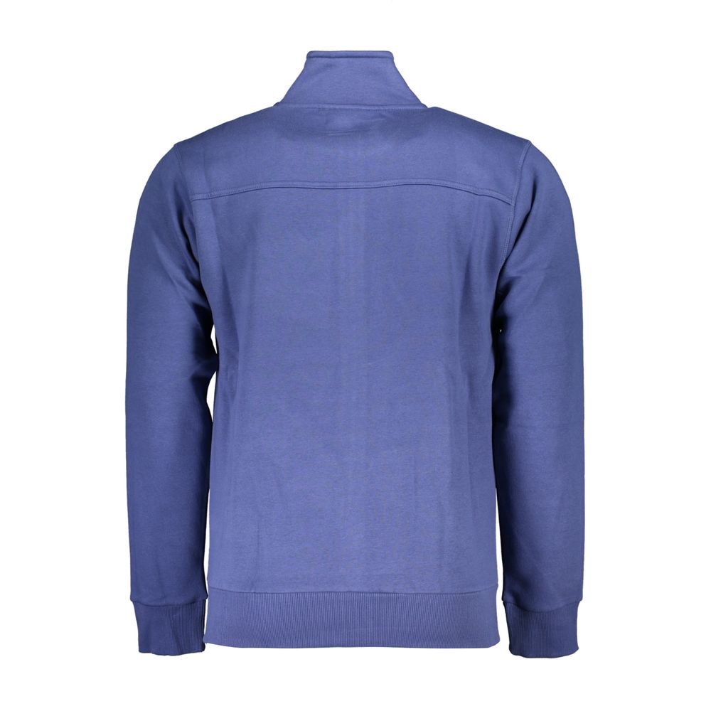 Klassisches blaues Sweatshirt mit Reißverschluss und Stickerei