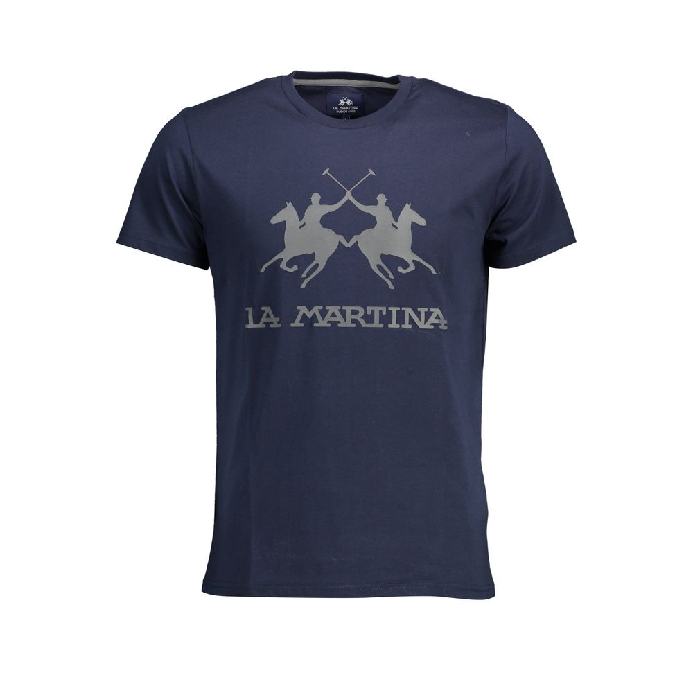 Schickes Baumwoll-T-Shirt mit Rundhalsausschnitt in Blau