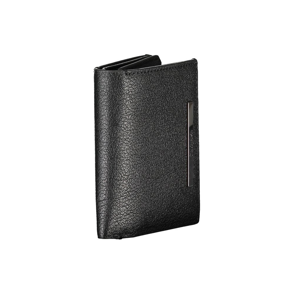 Elegante schwarze Lederbrieftasche mit Münzfach