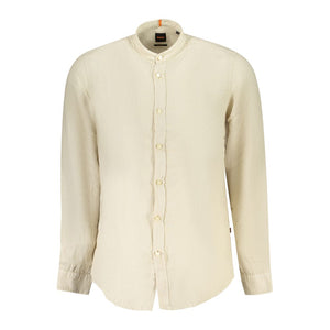 Beige Linen Men Shirt