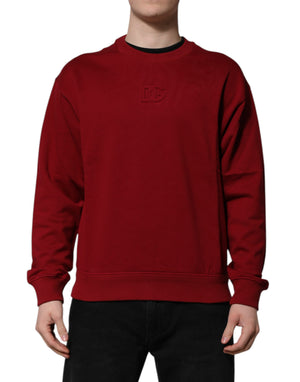 Roter Baumwollpullover mit Rundhalsausschnitt und geprägtem Logo