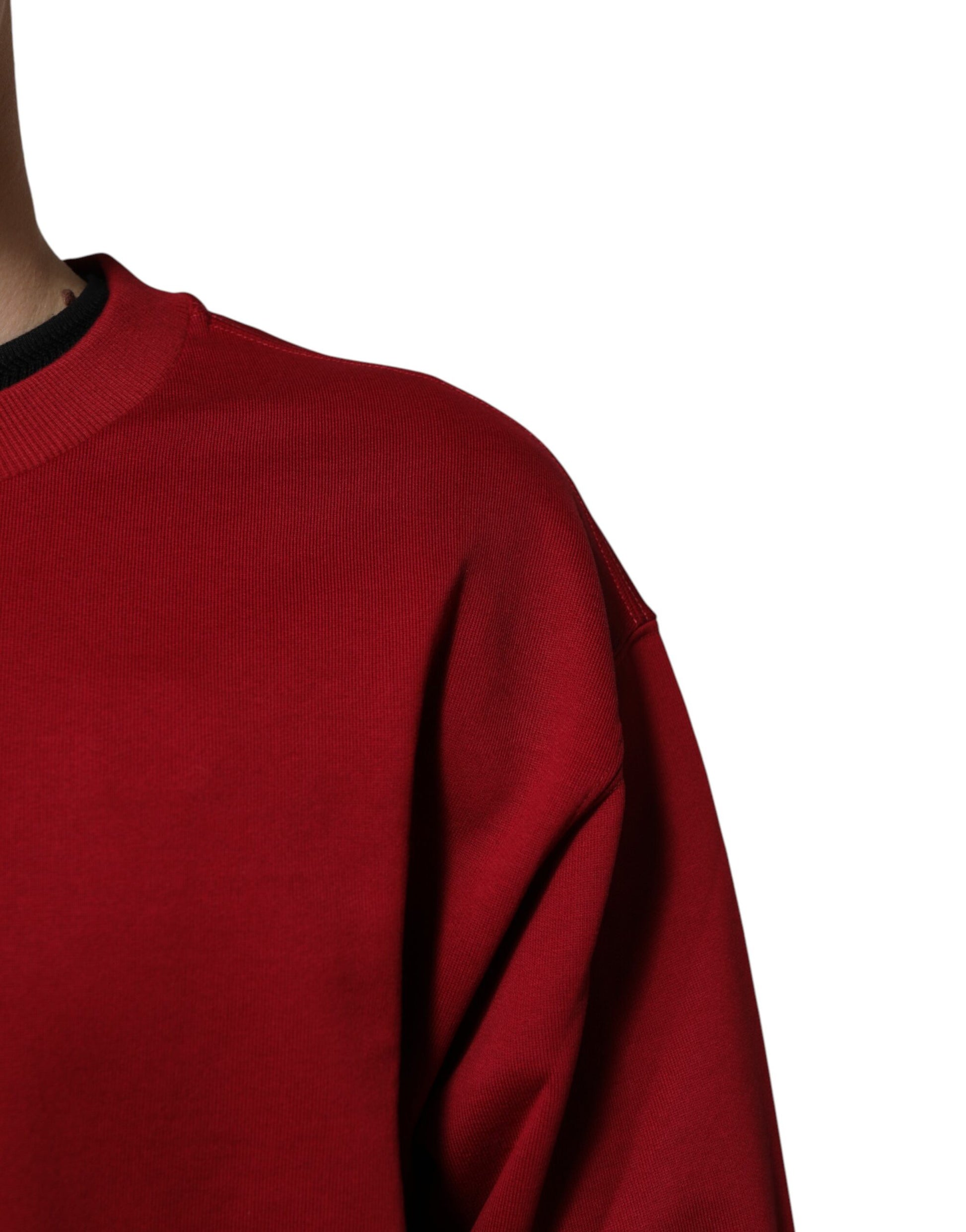 Roter Baumwollpullover mit Rundhalsausschnitt und geprägtem Logo