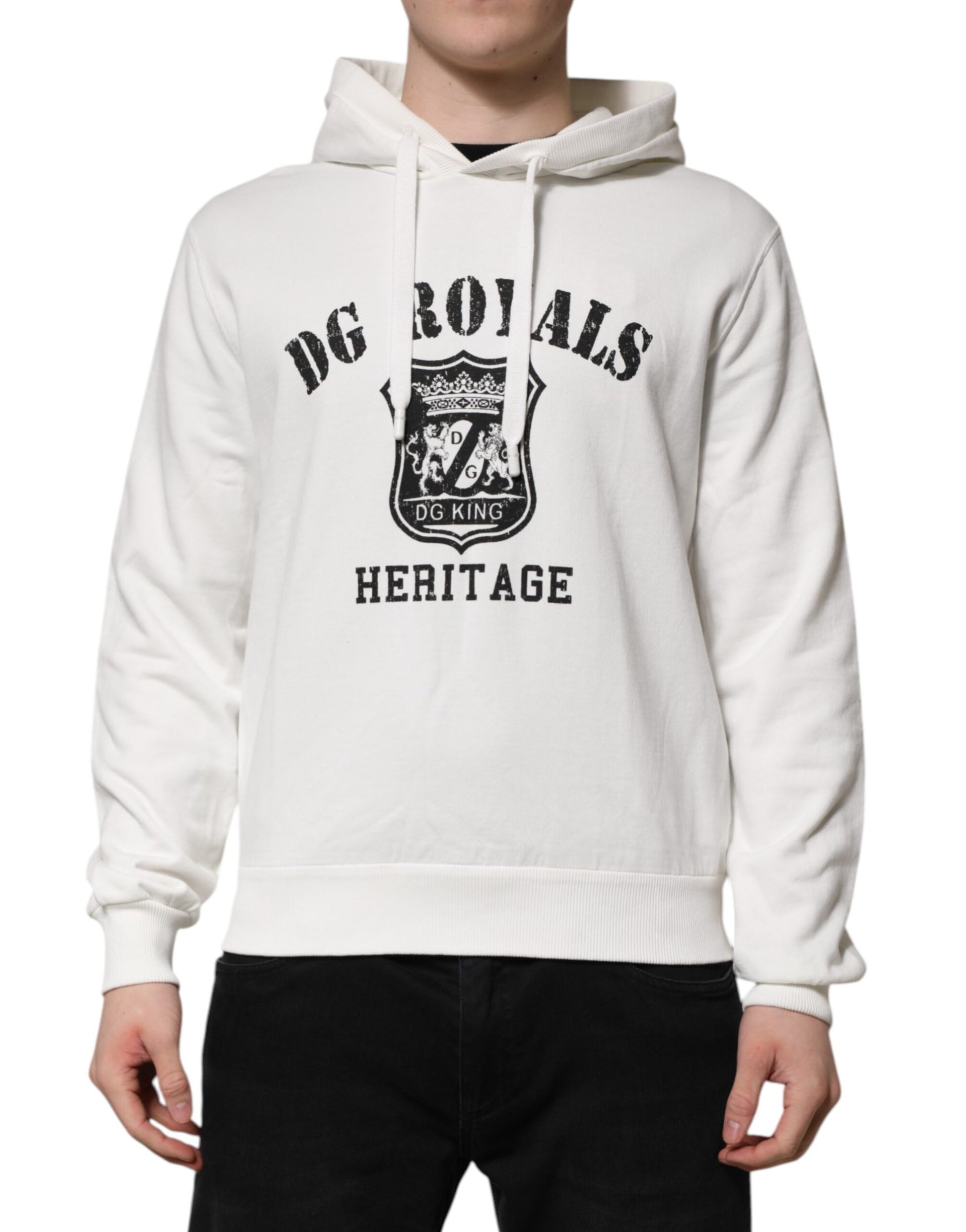 Weißer Kapuzenpullover aus Baumwolle mit DG ROYAL-Print