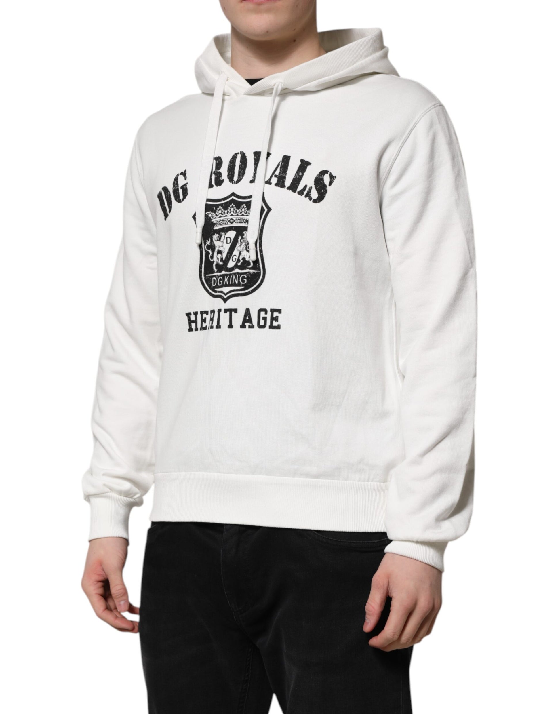 Weißer Kapuzenpullover aus Baumwolle mit DG ROYAL-Print