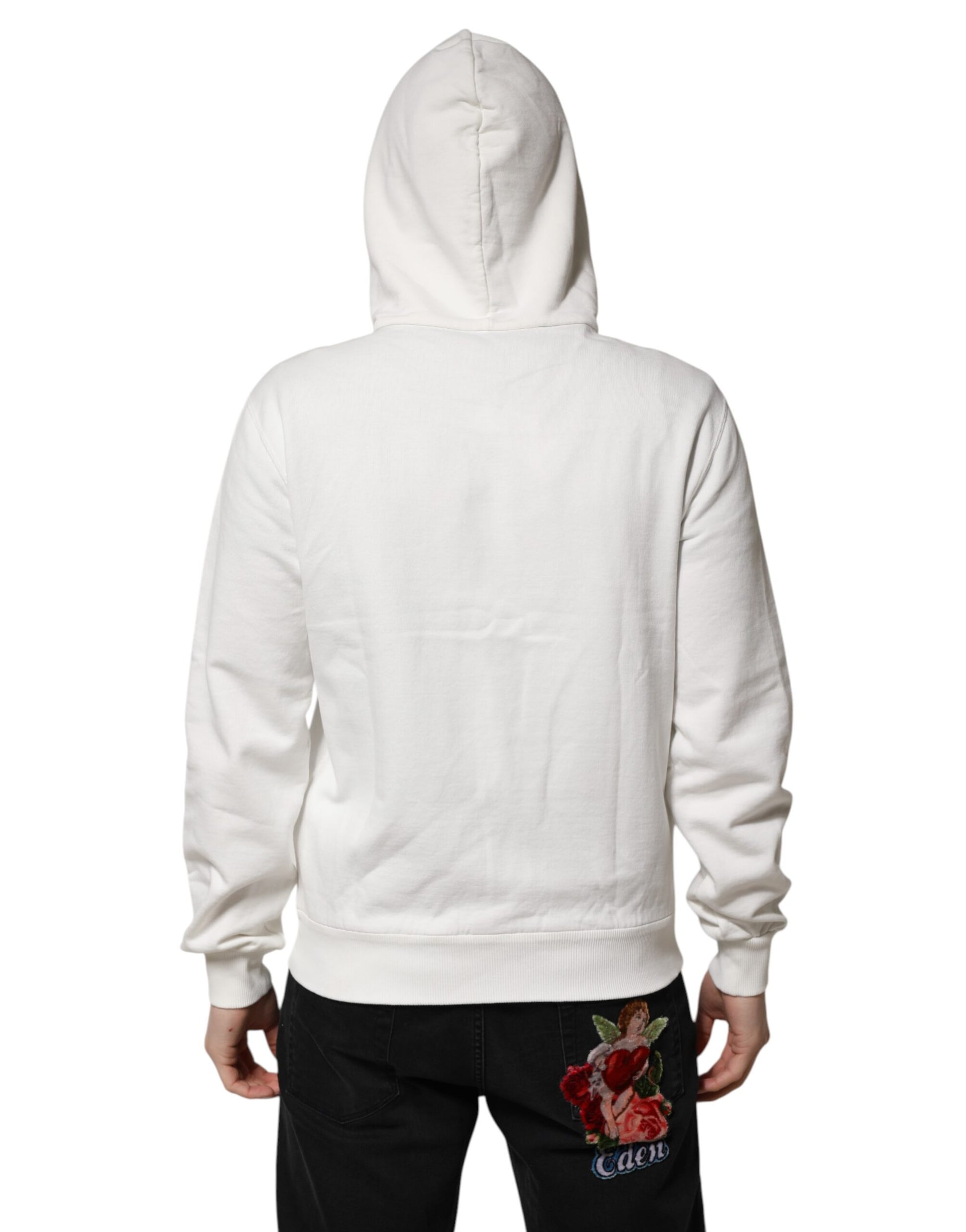 Weißer Kapuzenpullover aus Baumwolle mit DG ROYAL-Print