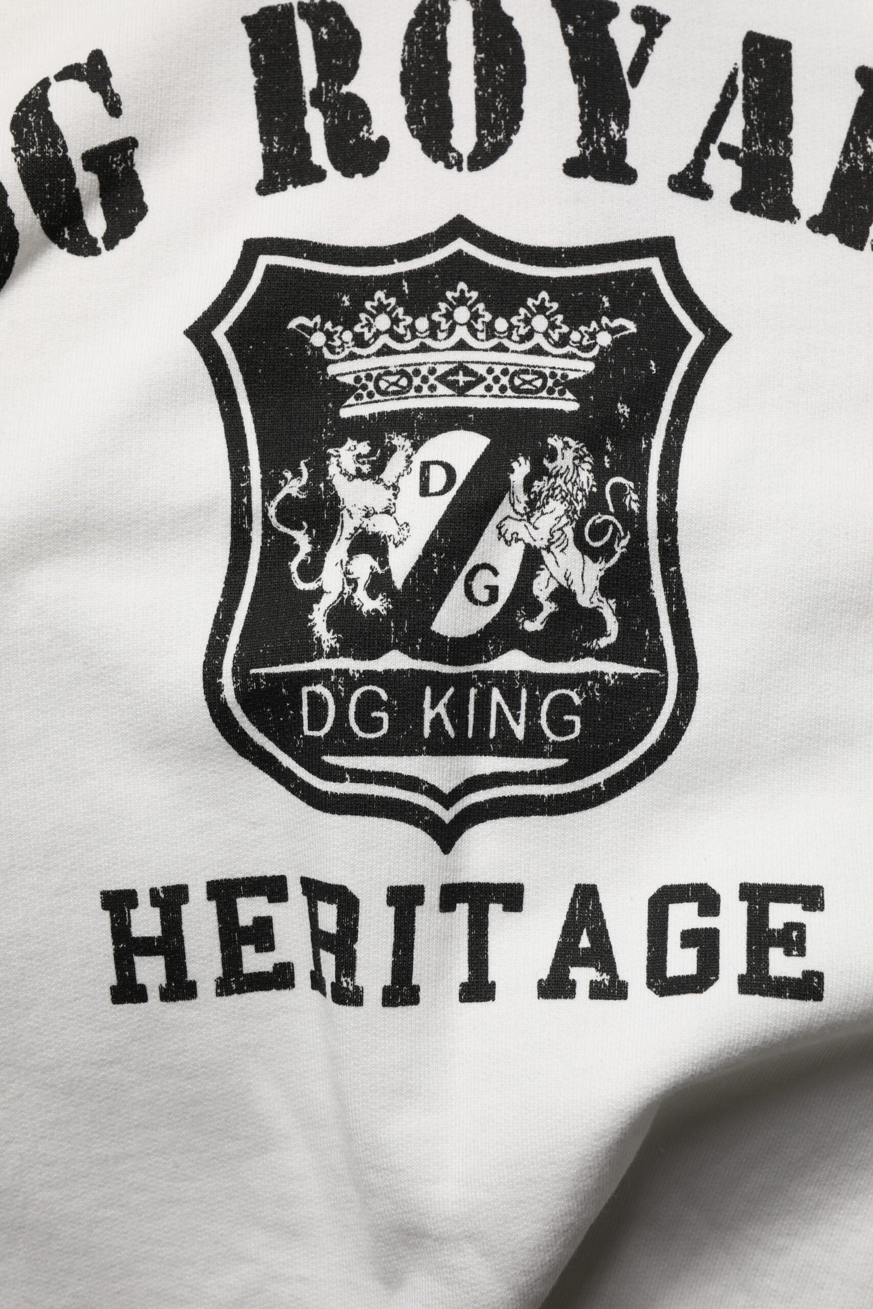 Weißer Kapuzenpullover aus Baumwolle mit DG ROYAL-Print