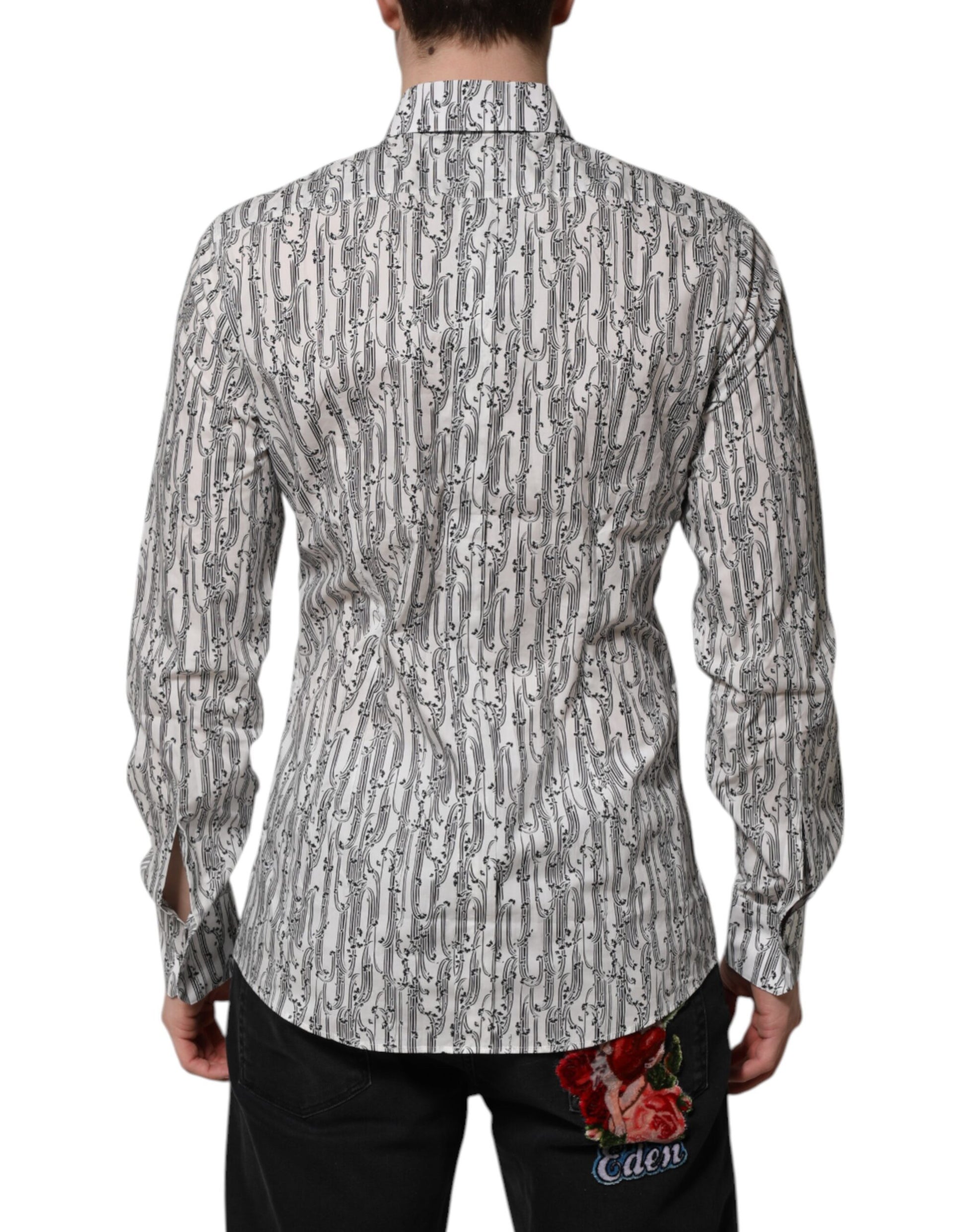 Dolce & Gabbana White Floral Print Casual Long Sleeves Shirt