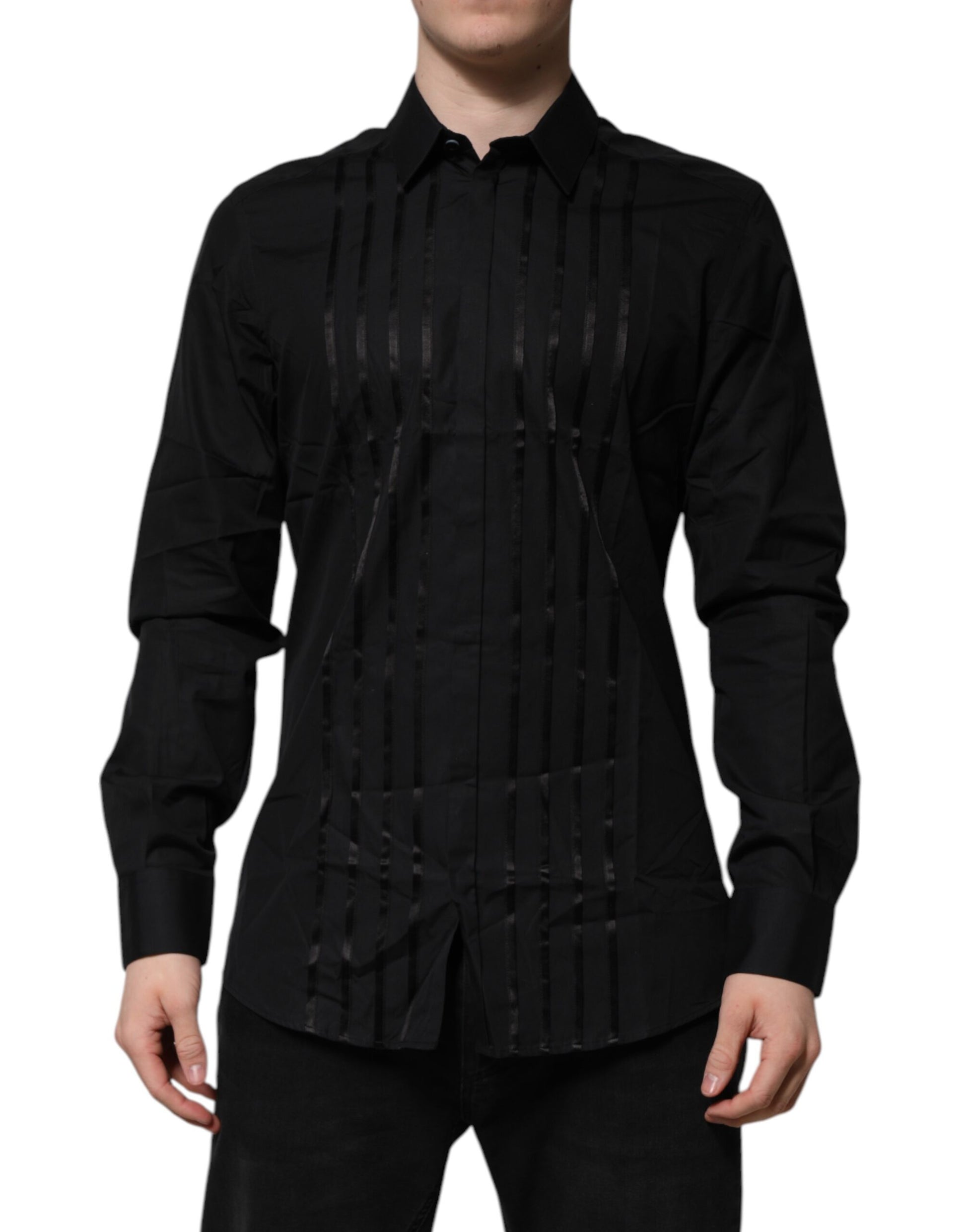 Dolce & Gabbana Black GOLD Long Sleeves Men Formal Dress Shirt