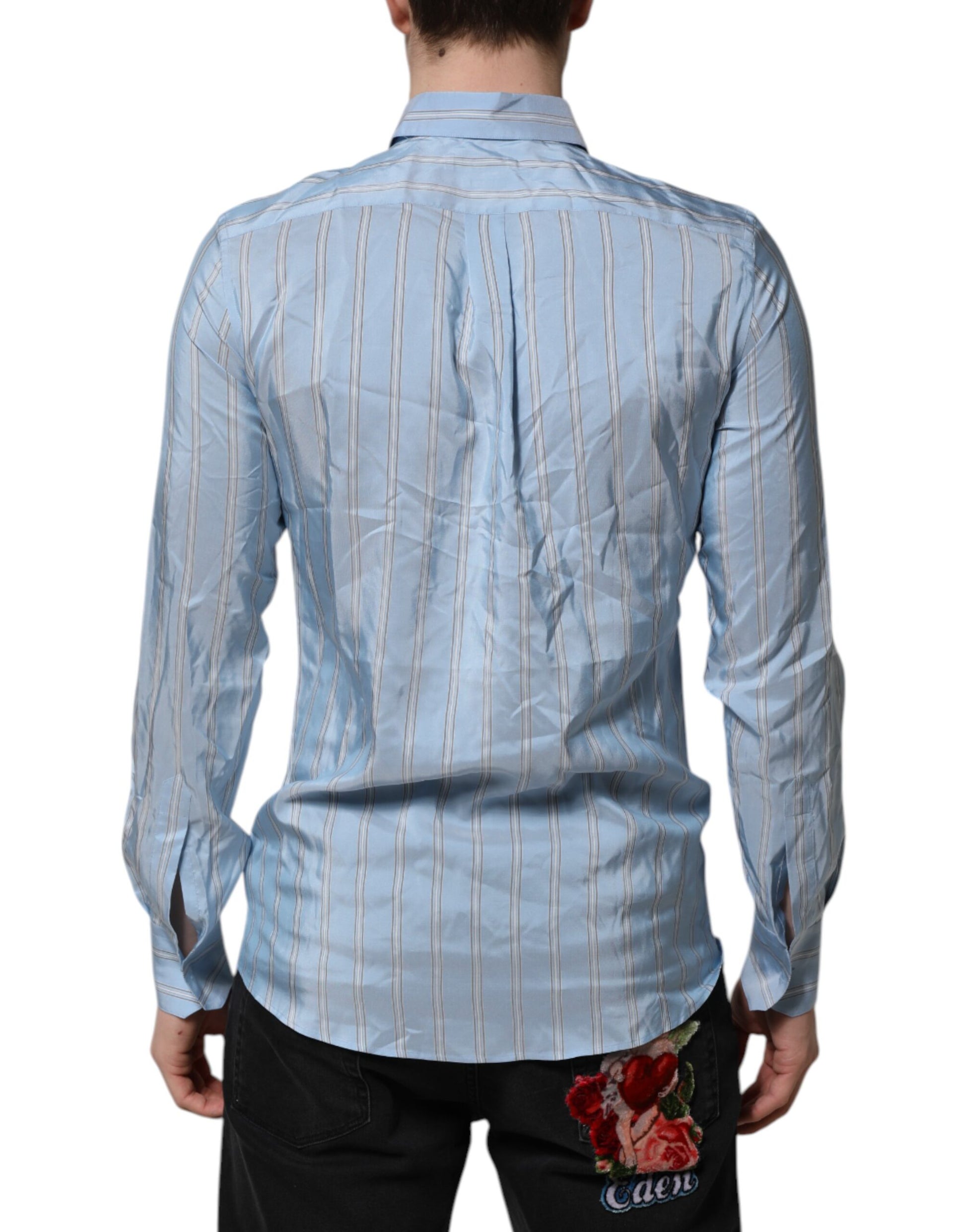 Dolce & Gabbana Blue Striped MARTINI Long Sleeves Dress Shirt