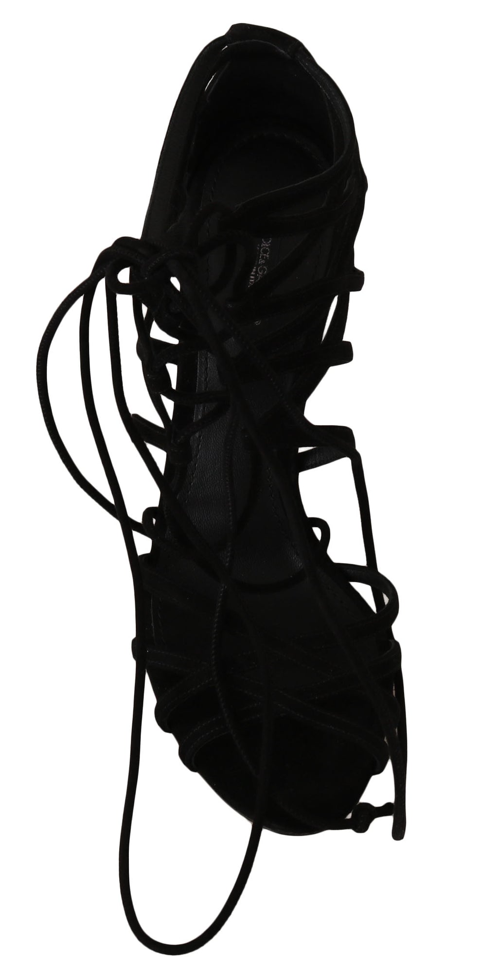 Schwarze Stiletto-Sandalen aus Wildleder mit Riemchen