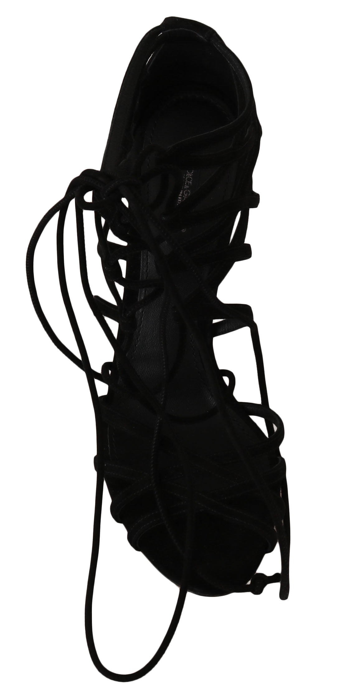 Schwarze Stiletto-Sandalen aus Wildleder mit Riemchen