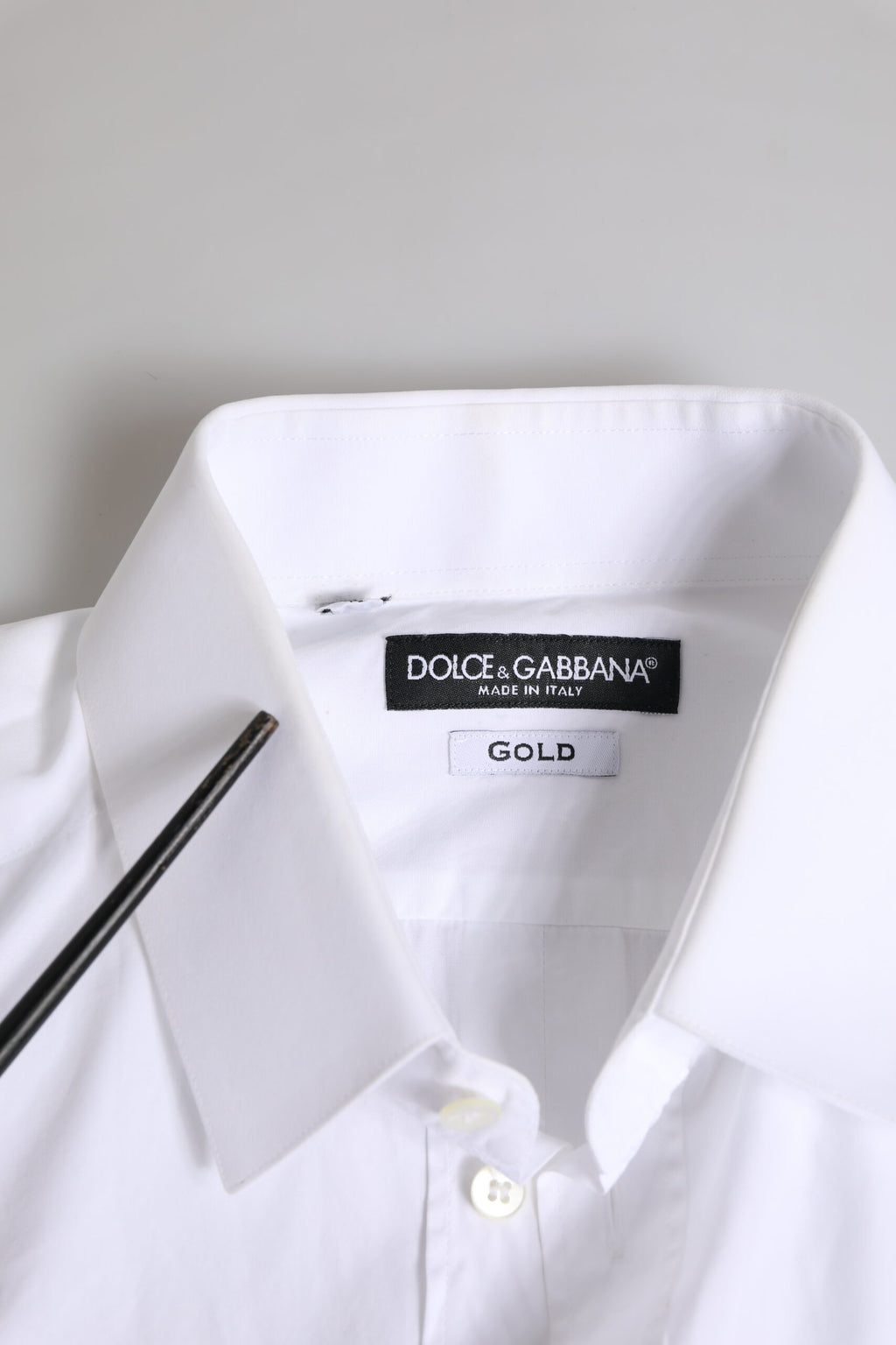Dolce & Gabbana White Cotton GOLD Long Sleeves Dress Shirt