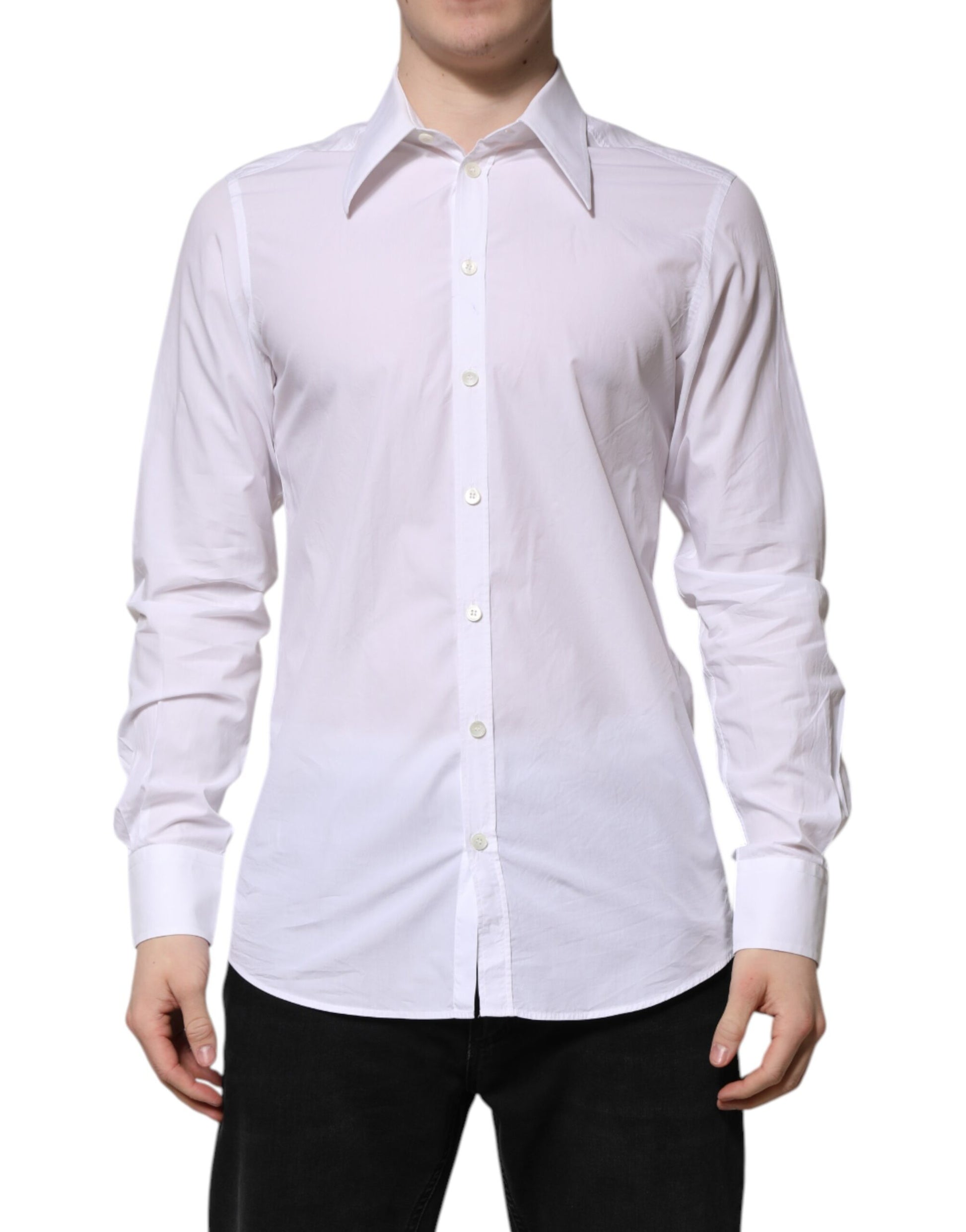 Dolce & Gabbana White Cotton Long Sleeves Dress Shirt