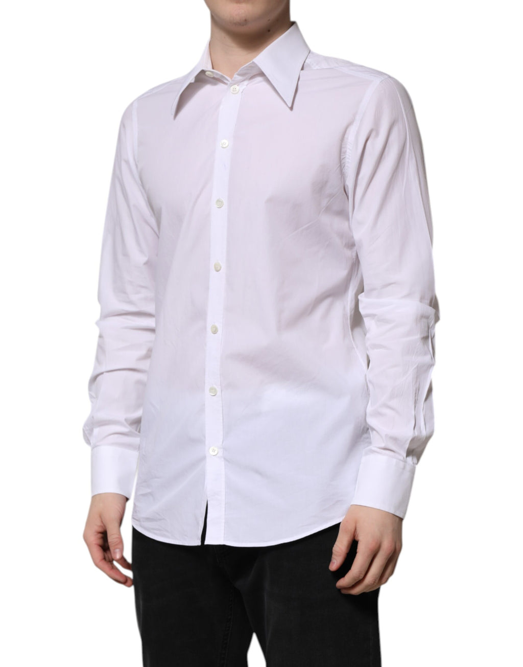 Dolce & Gabbana White Cotton Long Sleeves Dress Shirt
