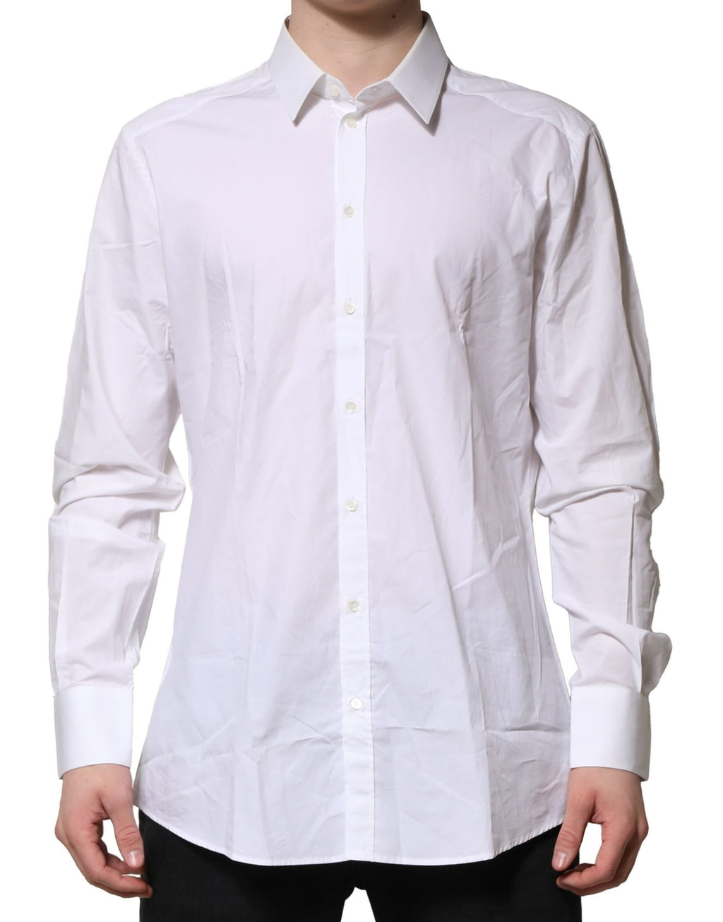 Dolce & Gabbana White Cotton GOLD Long Sleeves Dress Men Shirt