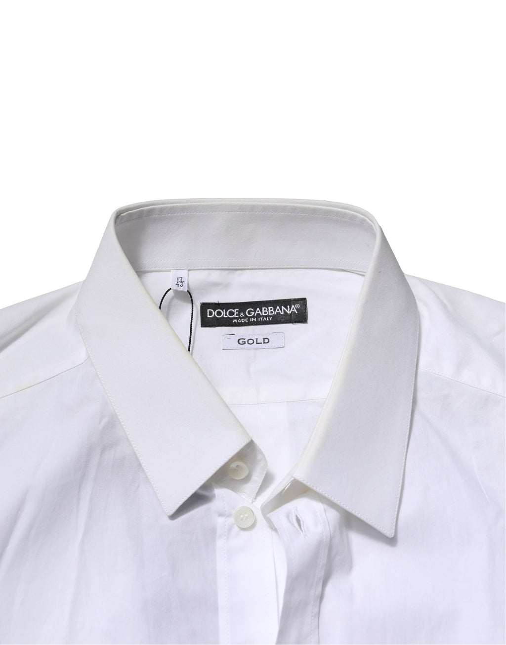 Dolce & Gabbana White Cotton GOLD Long Sleeves Dress Men Shirt