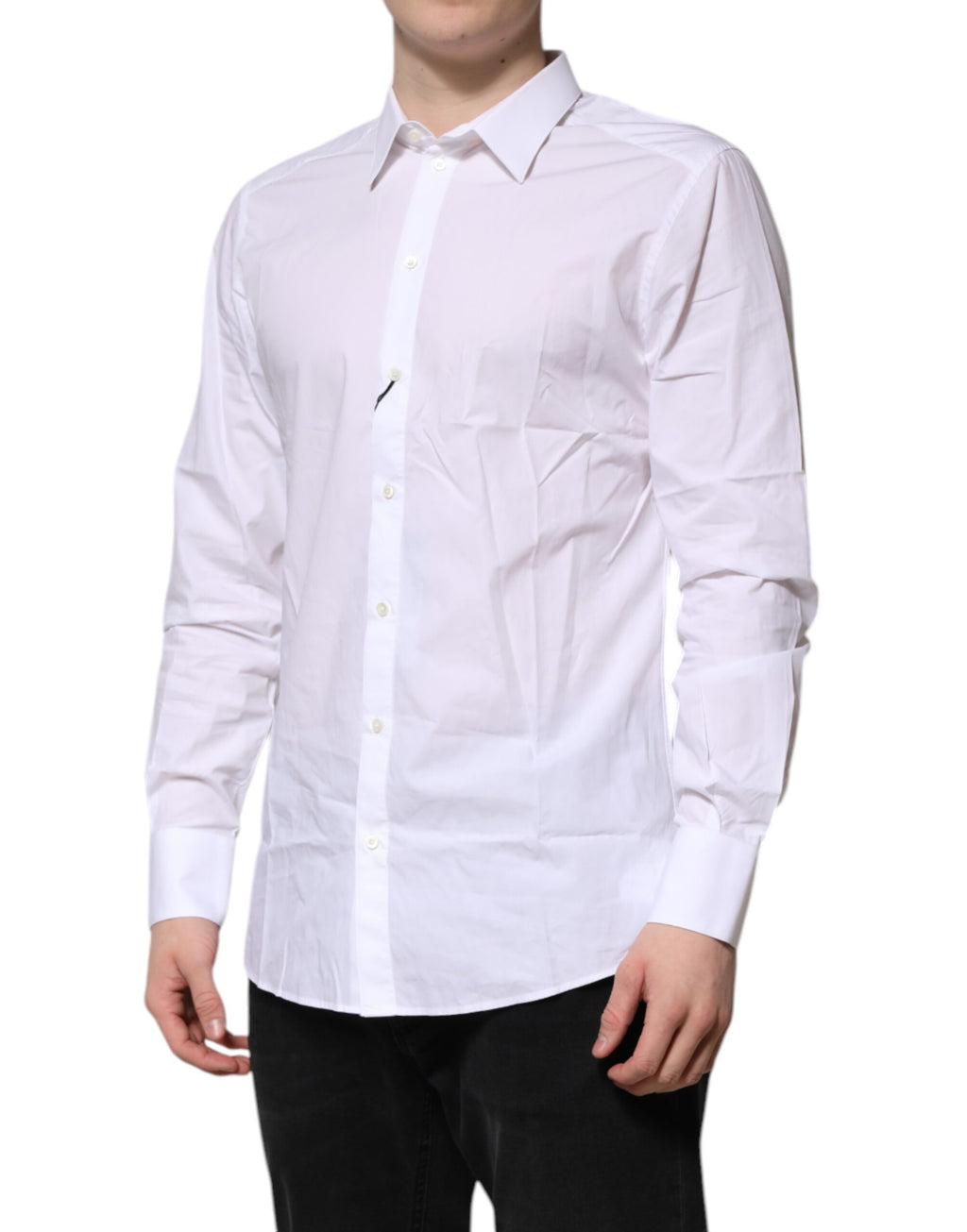 Dolce & Gabbana White Cotton GOLD Long Sleeves Dress Shirt