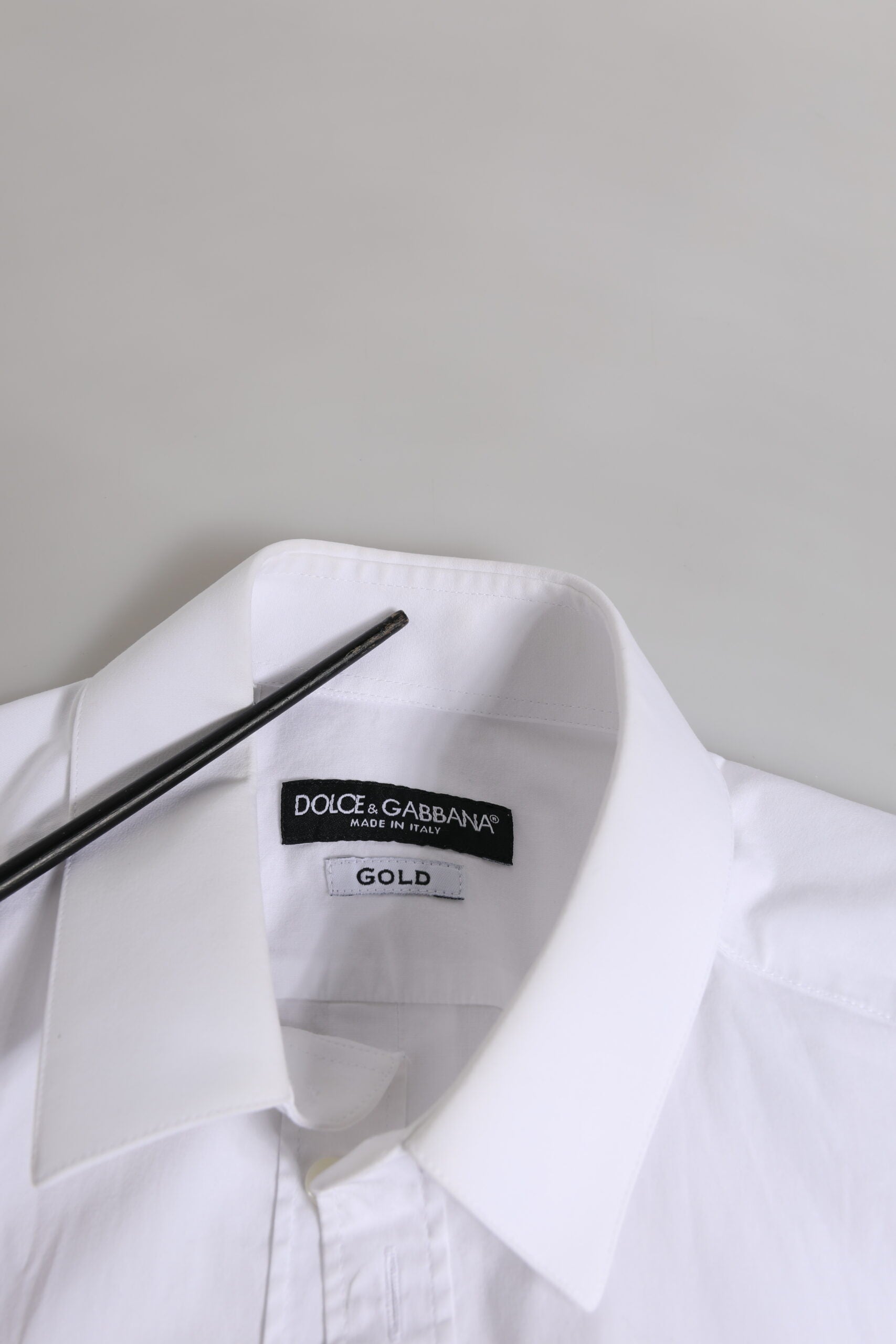 Dolce & Gabbana White Cotton GOLD Long Sleeve Men Dress Shirt