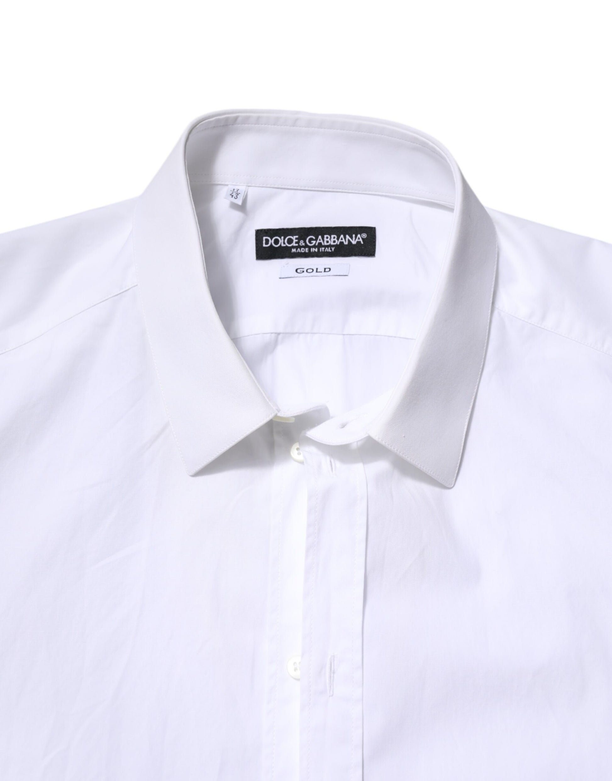 Dolce & Gabbana White Cotton GOLD Long Sleeves Dress Shirt
