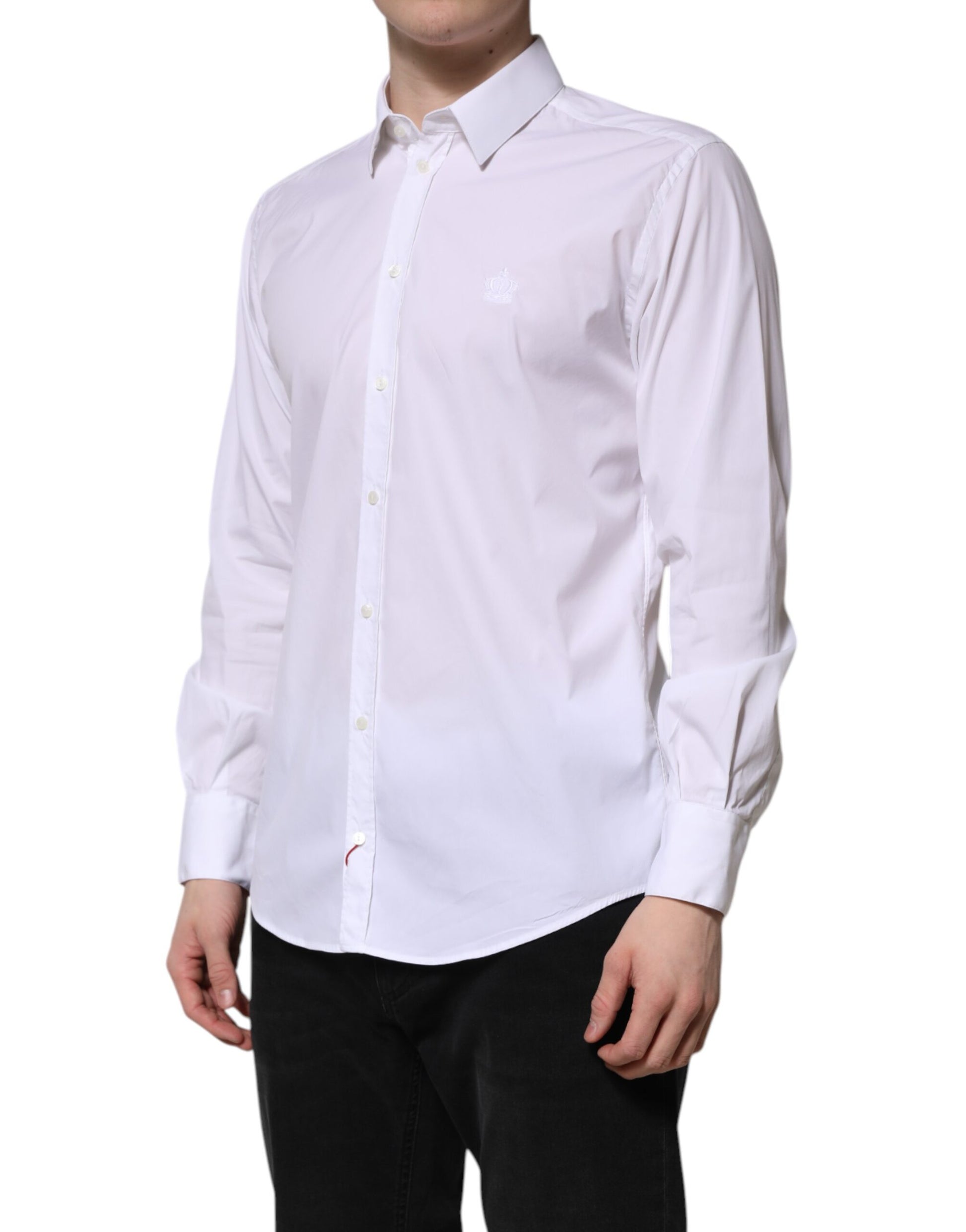 Dolce & Gabbana White Cotton MARTINI Long Sleeve Dress Shirt
