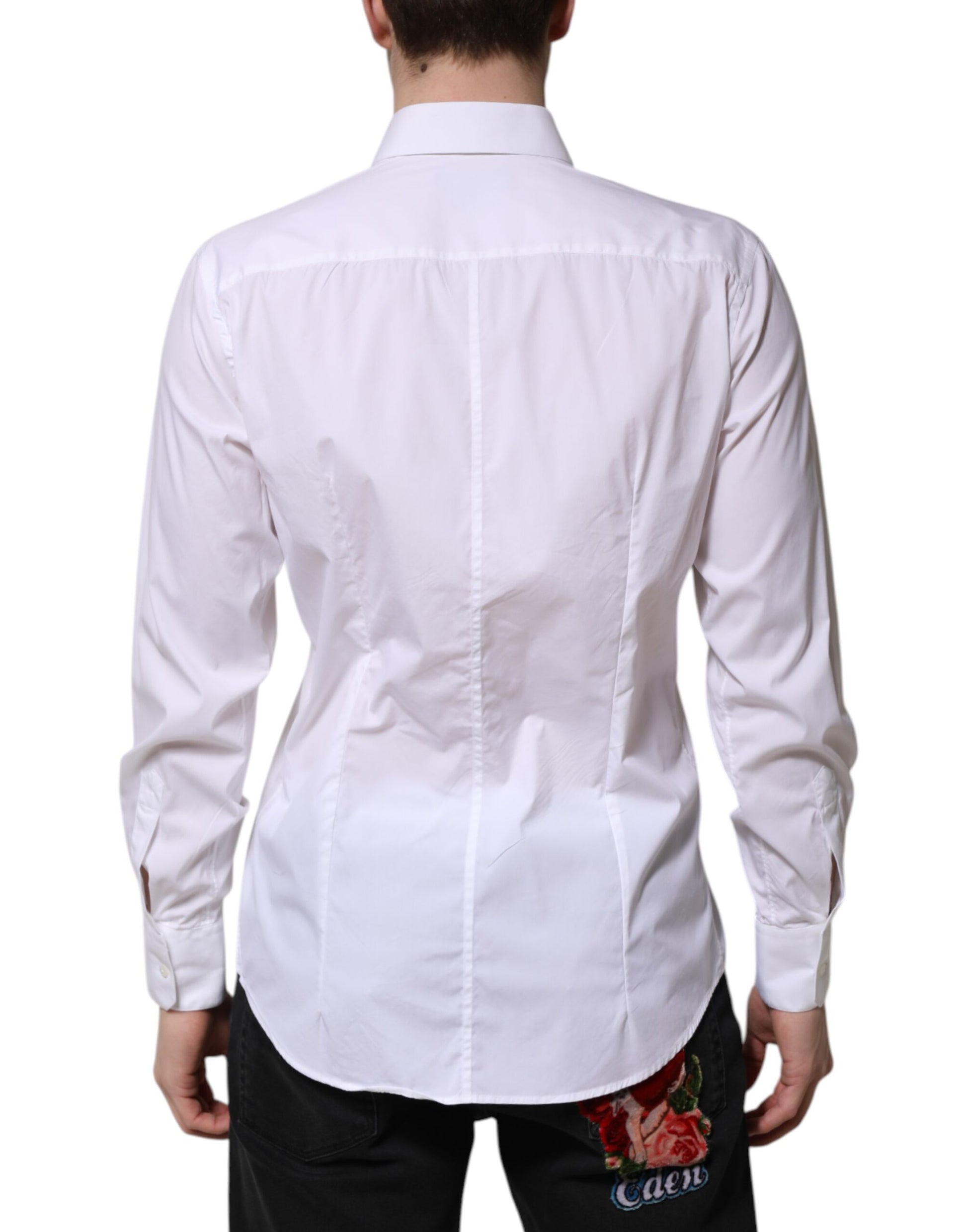Dolce & Gabbana White Cotton MARTINI Long Sleeve Dress Shirt