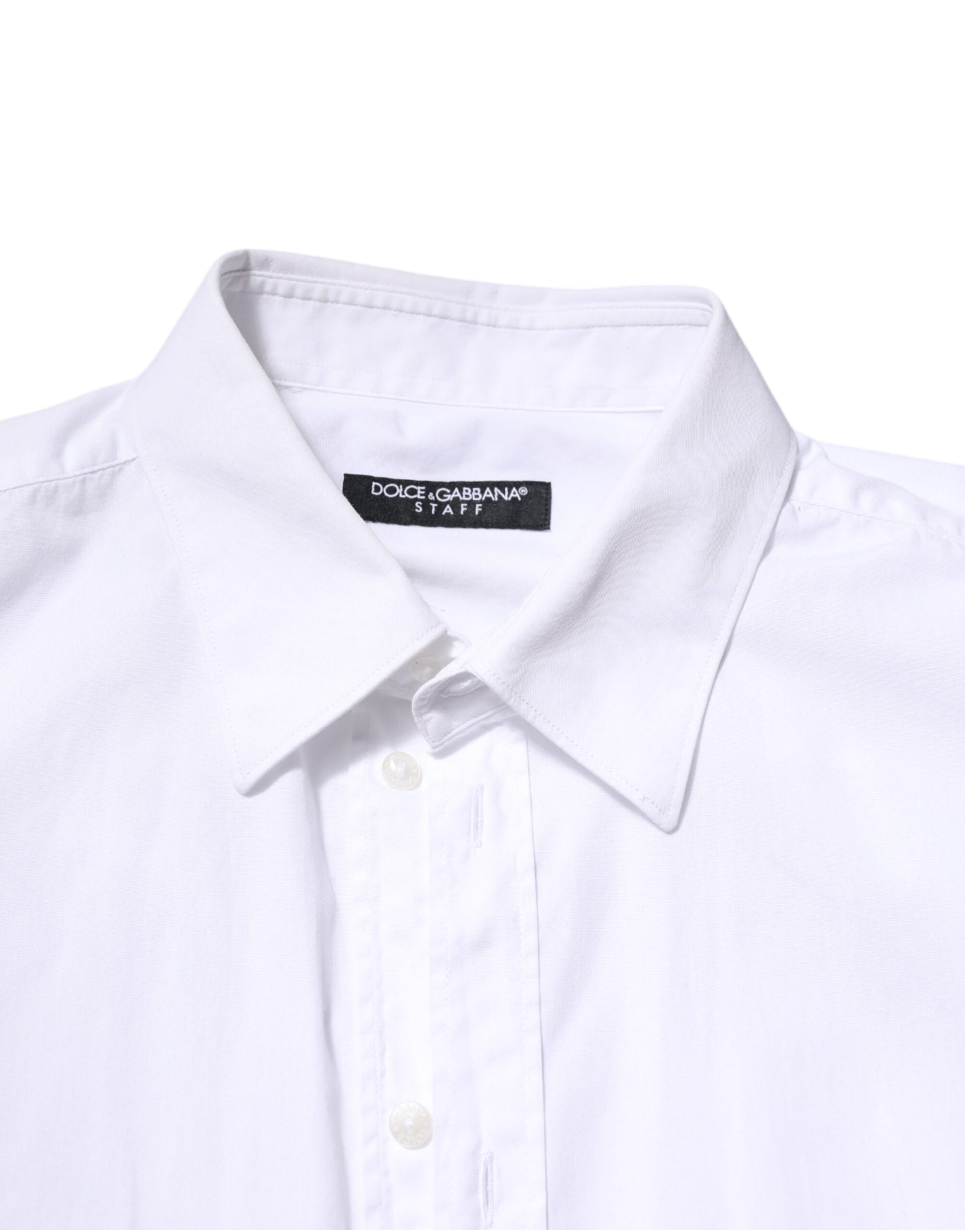 Dolce & Gabbana White Cotton STAFF Long Sleeves Formal Shirt