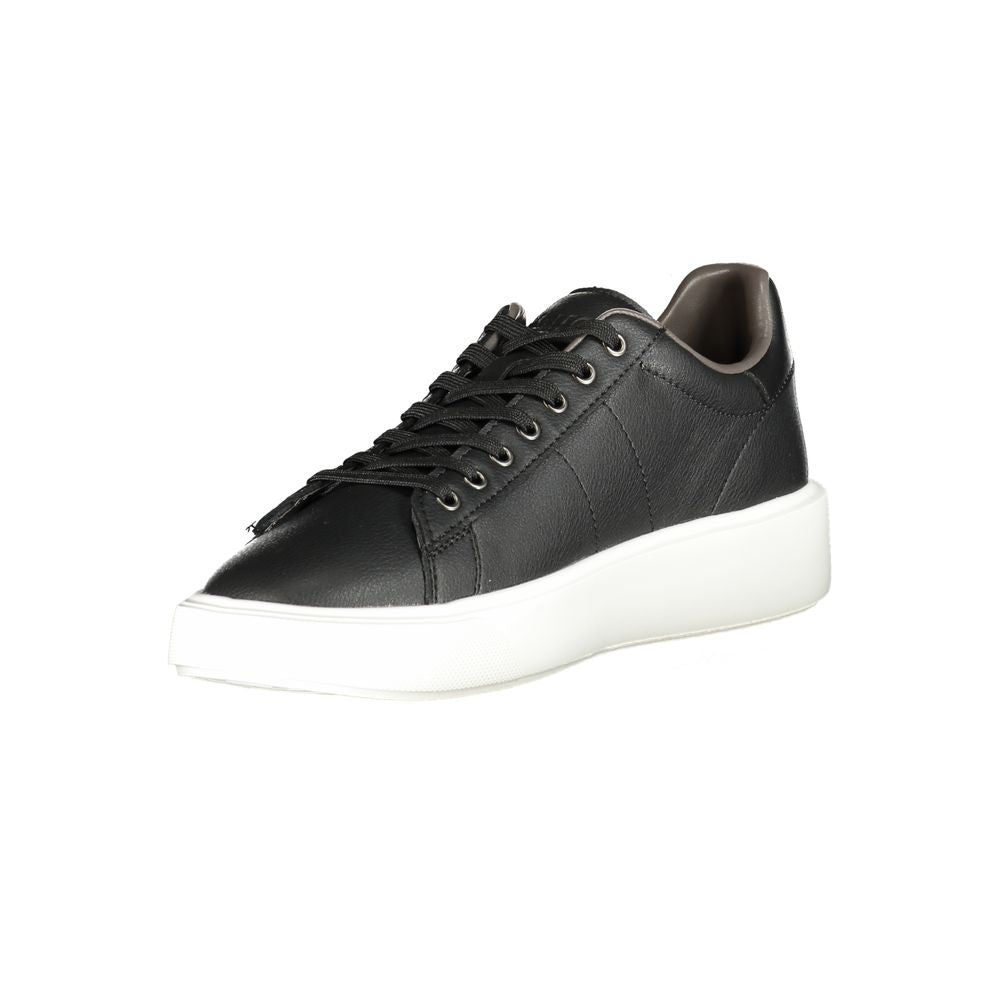Schwarze Leder Herren Sneaker
