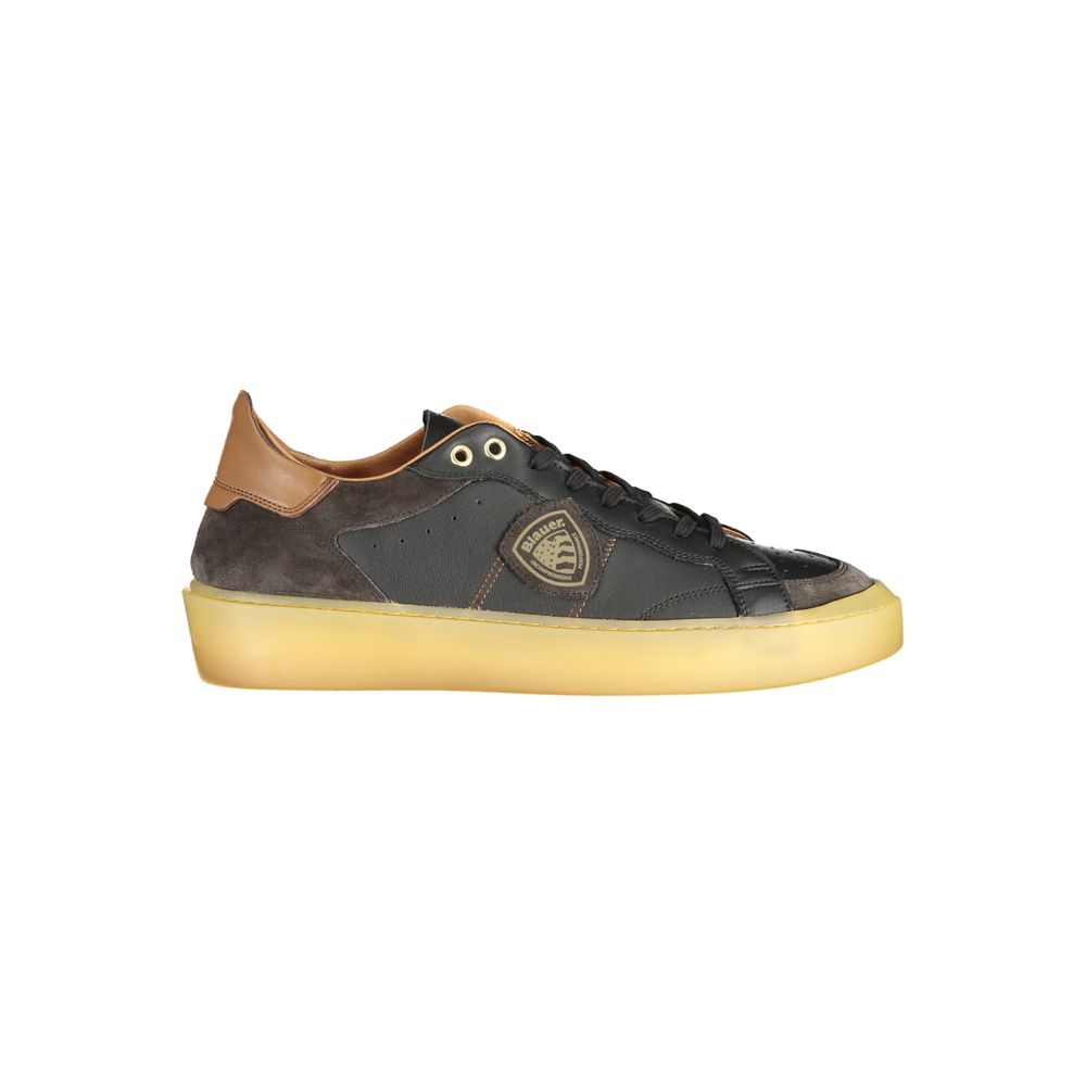 Schwarze Leder Herren Sneaker