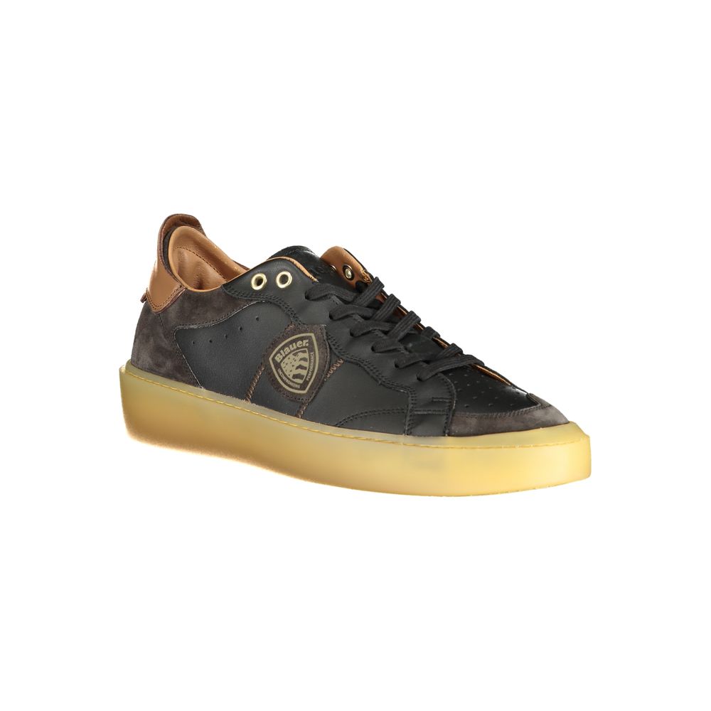 Schwarze Leder Herren Sneaker