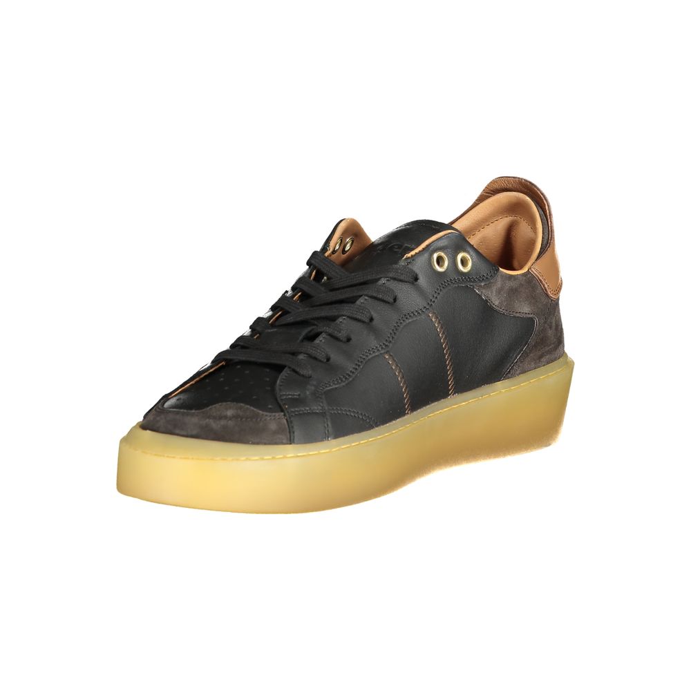 Schwarze Leder Herren Sneaker
