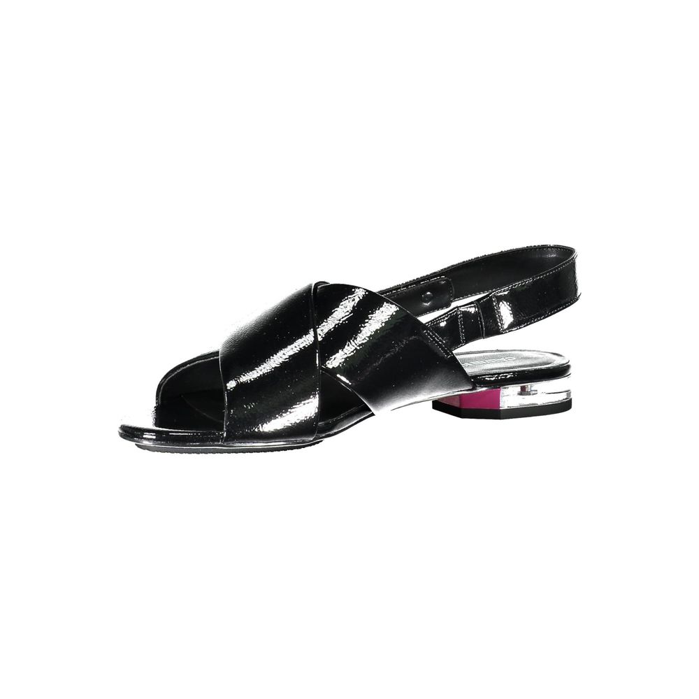 Schwarze Ledersandale für Damen