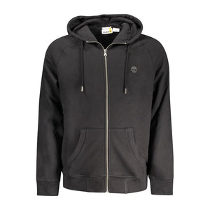 Schwarzer Herrenpullover aus Baumwolle mit Mitteltaschen und Reißverschluss