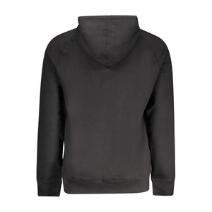 Schwarzer Herrenpullover aus Baumwolle mit Mitteltaschen und Reißverschluss