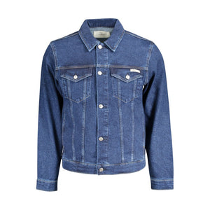 Blue Cotton Men Jacket