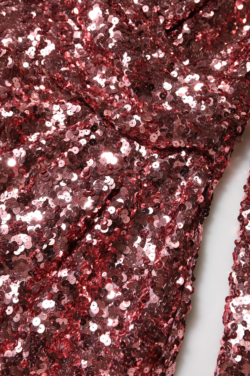 Dolce & Gabbana Pink Sequin Statement Nylon Midi V-Neck Dress