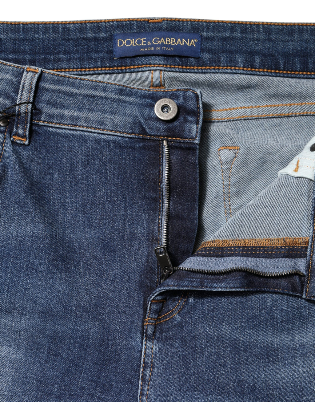 Blaue Jeans aus gewaschener Baumwolle mit niedriger Taille