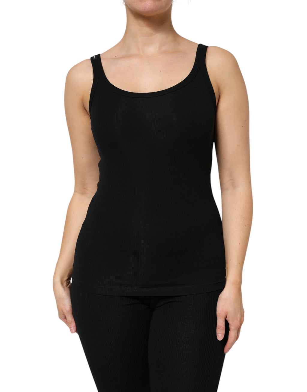 Dolce & Gabbana Black Cotton Stretch Sleeveless Women Tank Top