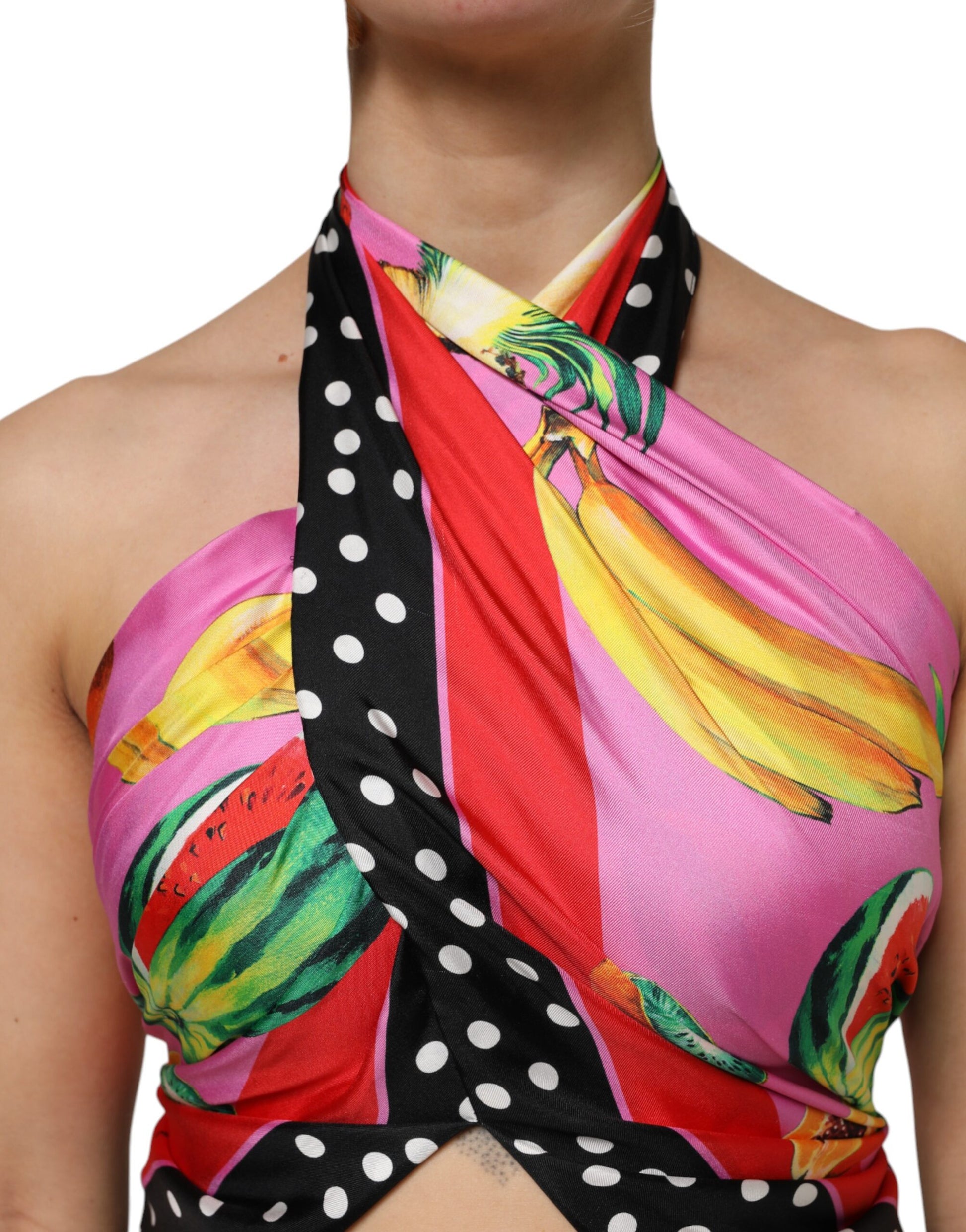 Dolce & Gabbana Multicolor Halter Party Evening Cropped Top