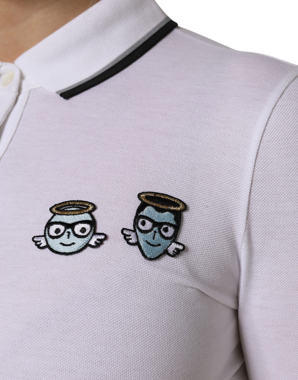 Dolce & Gabbana White Cotton Short Sleeves Collared Polo Top