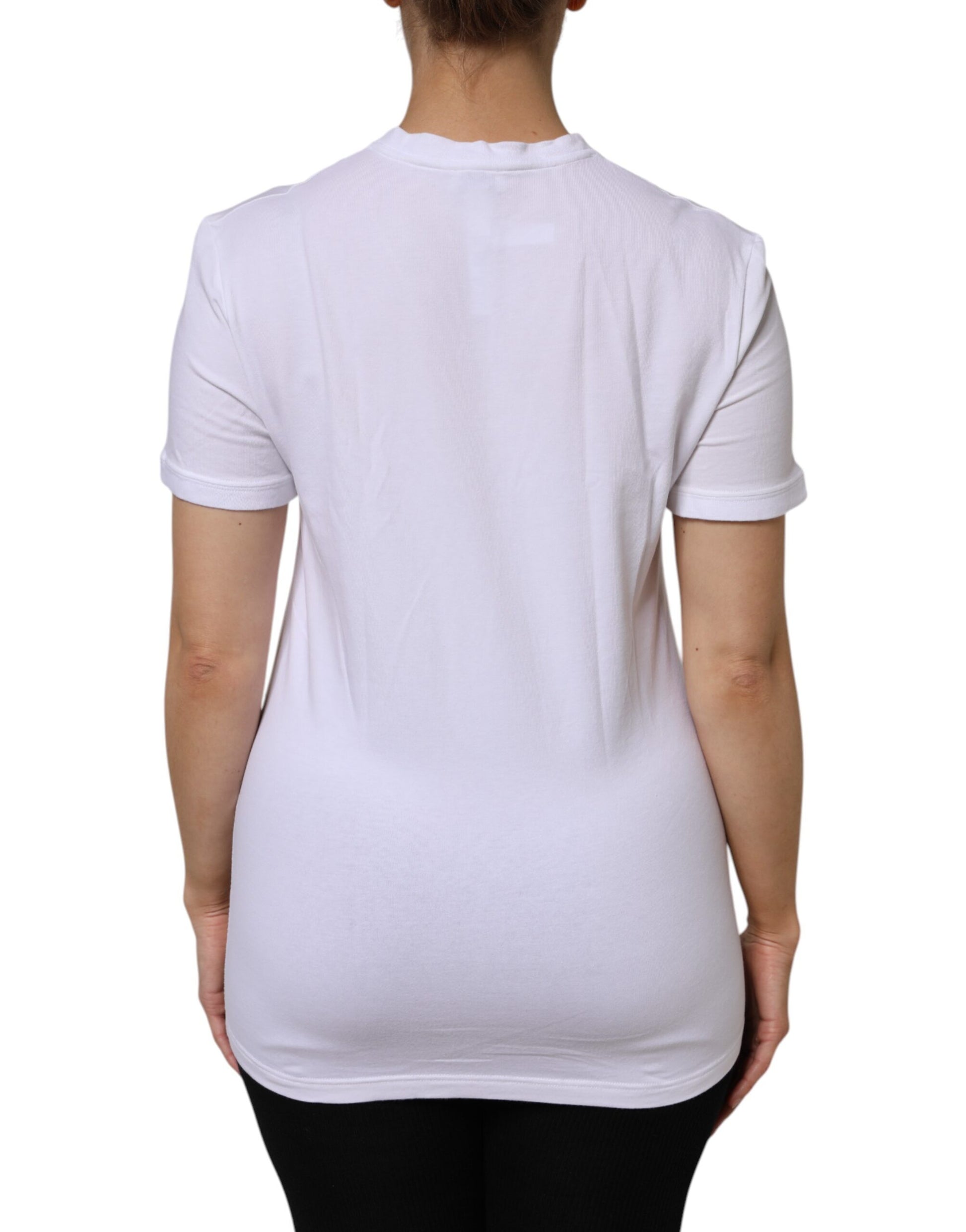 Weißes T-Shirt aus Baumwolle mit kurzen Ärmeln und V-Ausschnitt