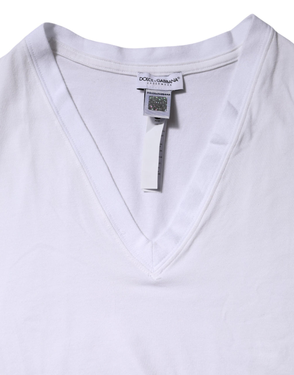 Weißes T-Shirt aus Baumwolle mit kurzen Ärmeln und V-Ausschnitt