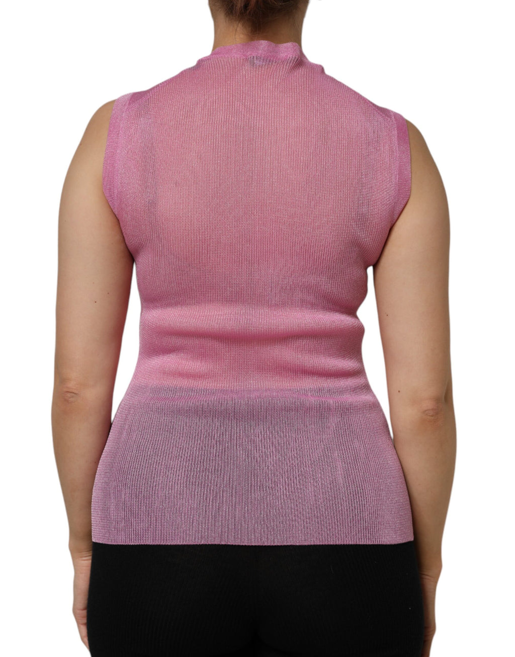 Rosafarbenes ärmelloses Tanktop aus Polyester mit Rundhalsausschnitt