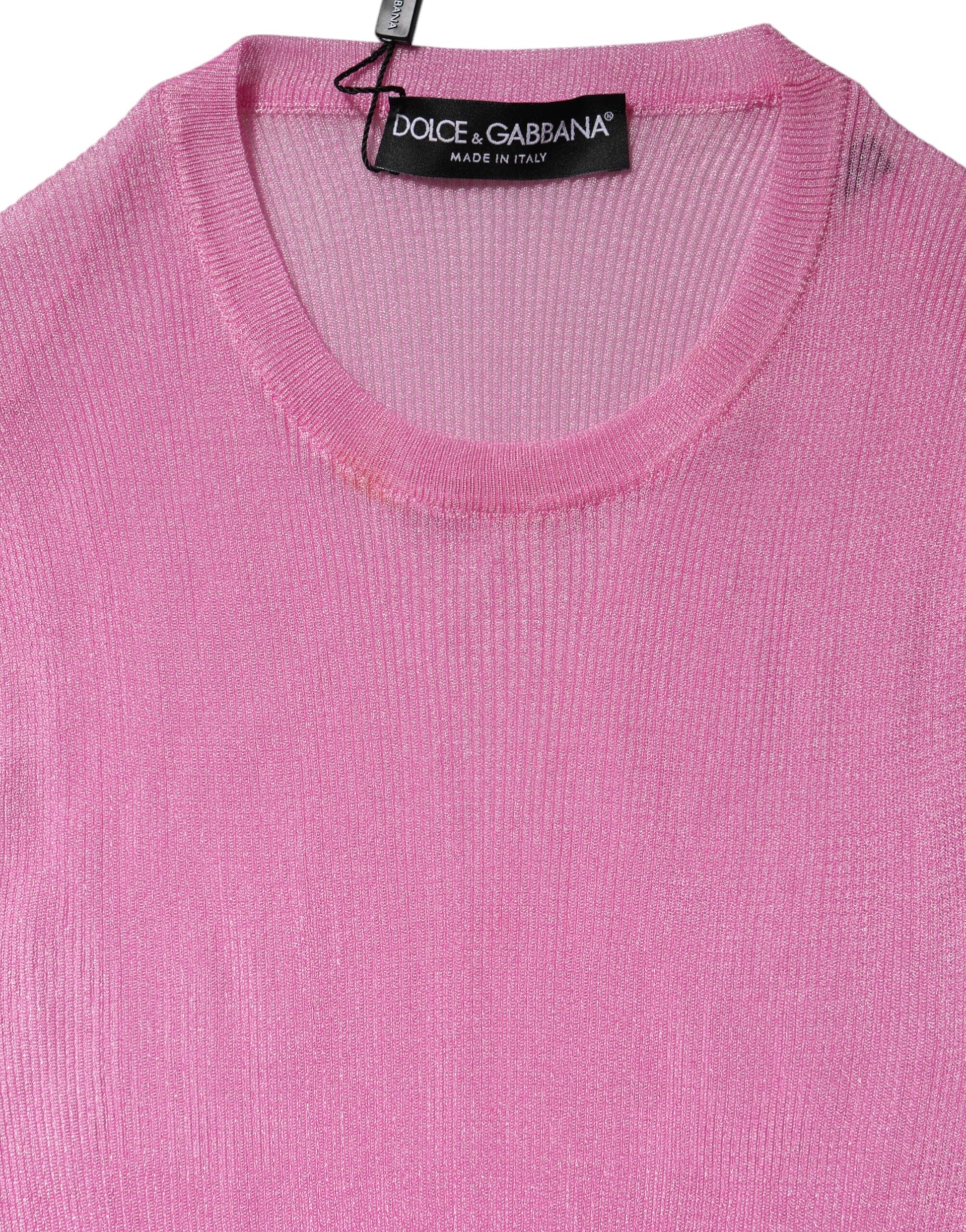 Rosafarbenes ärmelloses Tanktop aus Polyester mit Rundhalsausschnitt