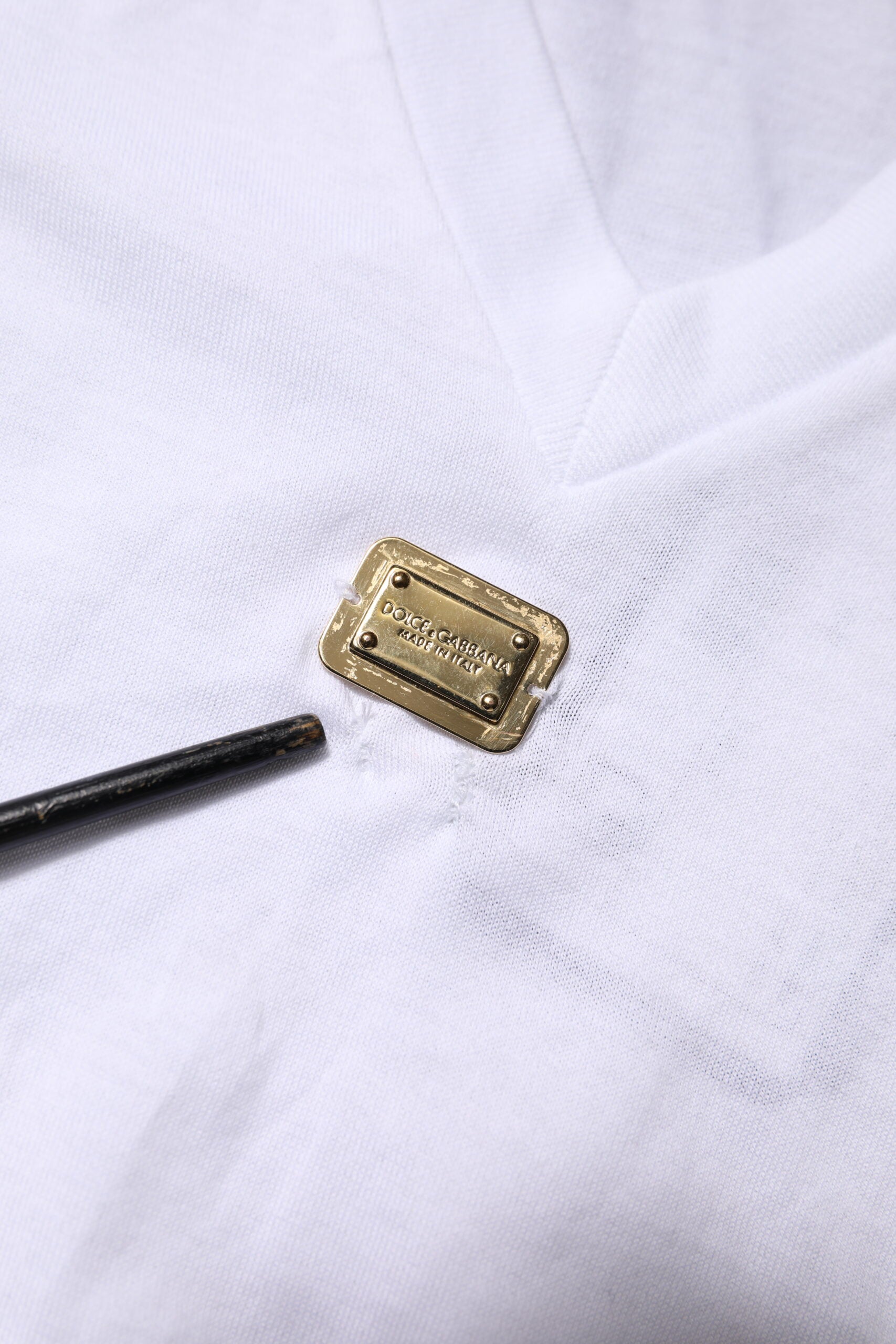 Dolce & Gabbana White Cotton Short Sleeve V-Neck Top T-shirt