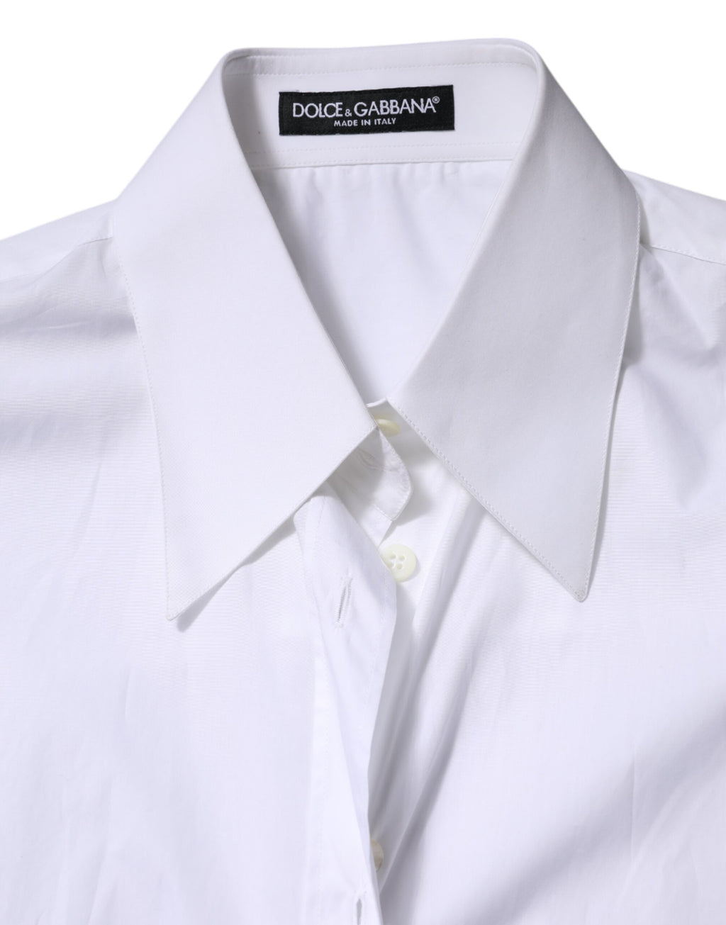 Dolce & Gabbana White Cotton Collared Shirt Long Sleeve Top