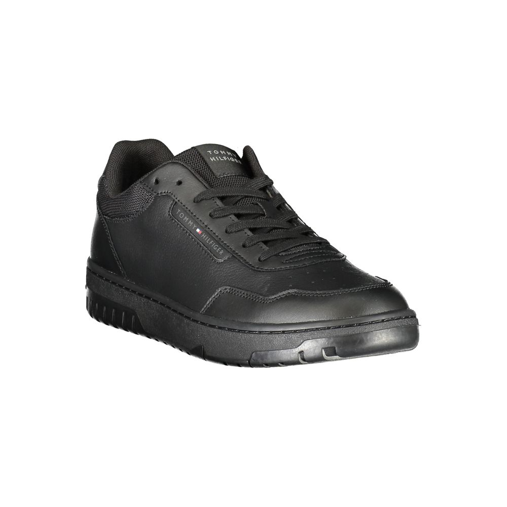 Schwarze Leder Herren Sneaker