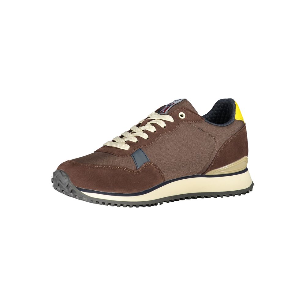 Schicke braune Schnür-Sneaker mit Kontrastdetail