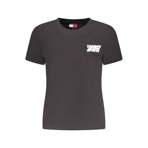 Schwarzes Damen-T-Shirt aus Baumwolle