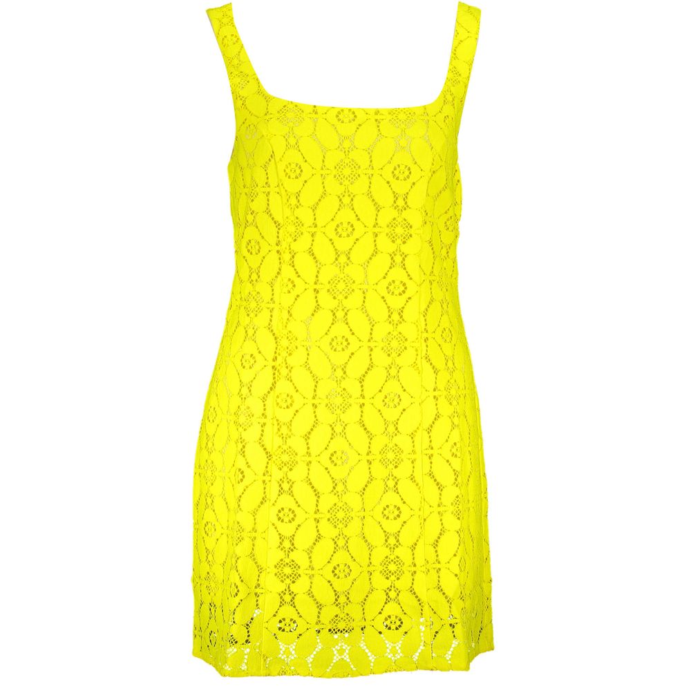 Gelbes ärmelloses Polyesterkleid für Damen